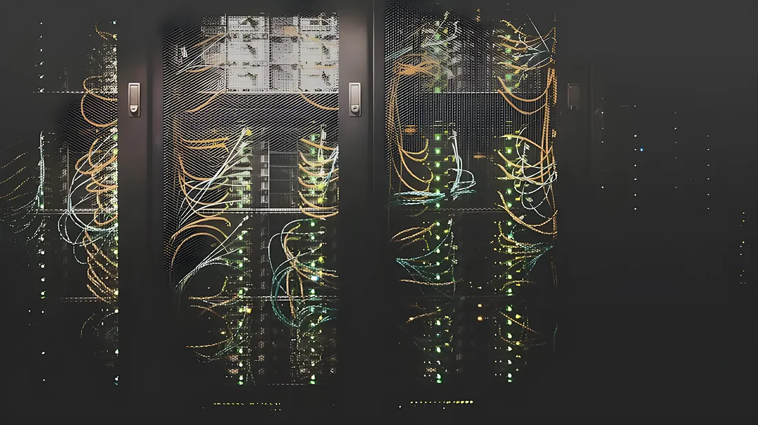 Server racks and cabling inside a data center