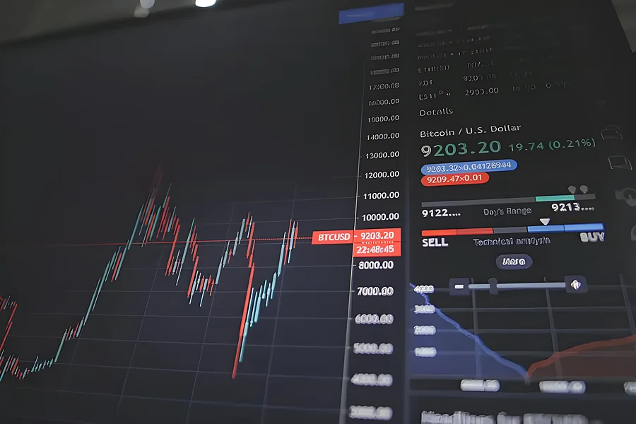 Live trading charts on a market screen
