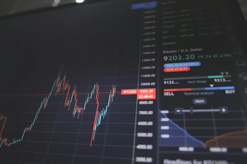 Live trading charts on a market screen